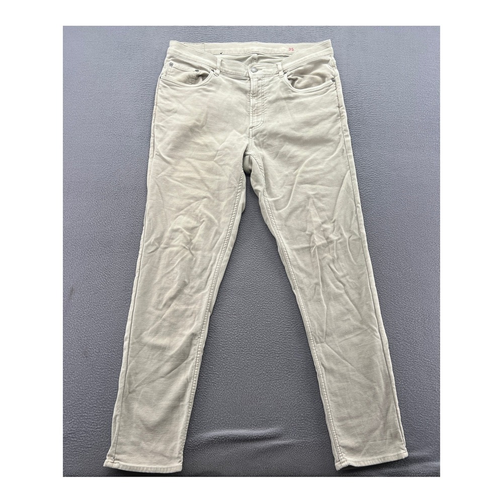 Faherty Brand Pants Mens Sz 35 5-Pocket Twill Sand Beige Slim Straight Trousers